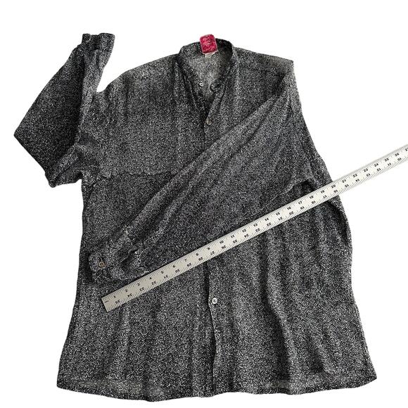 NAGA by Milo VTG Cotton Lightweight Gauze Printed Black White Shirt Blouse L - Picture 7 of 7
